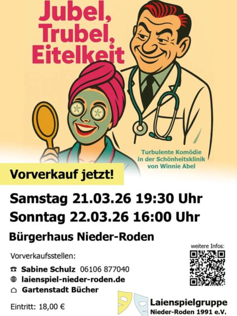 Vorverkauf läuft! Am 29.11. und 17.1. zusätzlich Vorverkauf vor Ort im Sozialzentrum Nieder-Roden! Von 12.30 bis 14.30 Uhr!